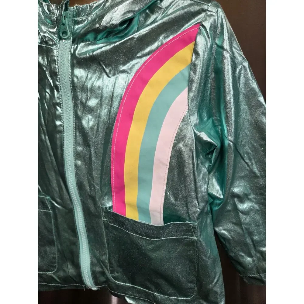 Aquamarine Metallic Jacket w/ Rainbow - Wonder Nation - 2T